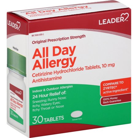 Non-Drowsy Allergy Medicine, Leader All Day Allergy Tablets 10 mg 30 ct