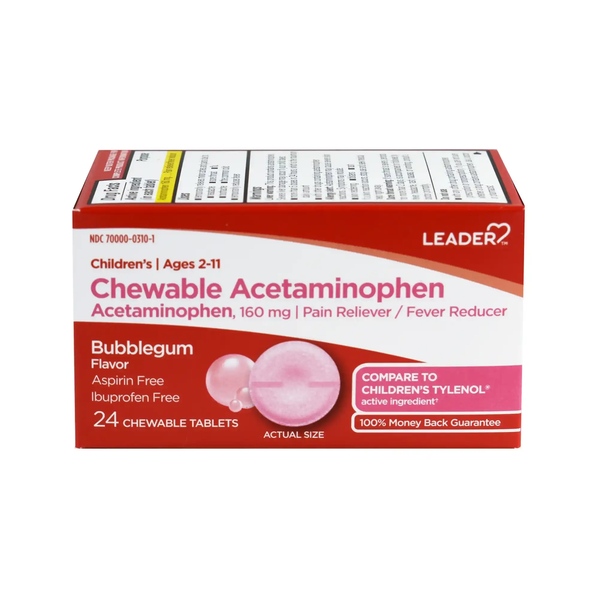 Acetaminophen 160 mg chewable tablet, Leader Children’s Chewable Acetaminophen